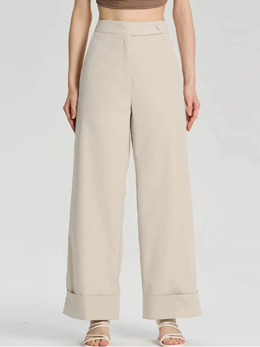 High Waist Wide Leg Pants Beige
