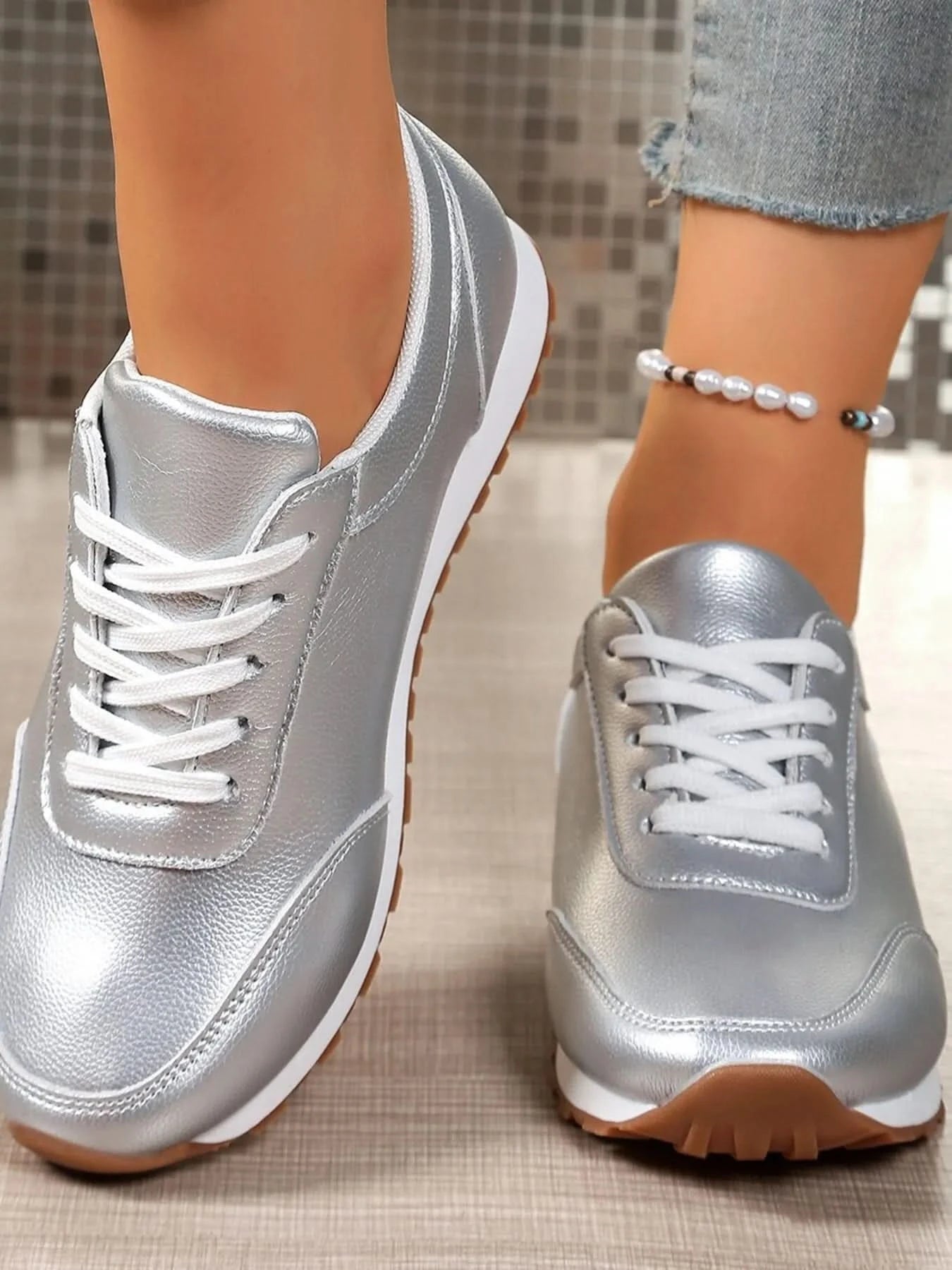 Round Toe Lace-Up Sneakers