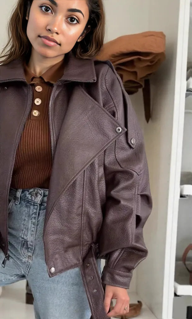 Leather Zip Up Jacket