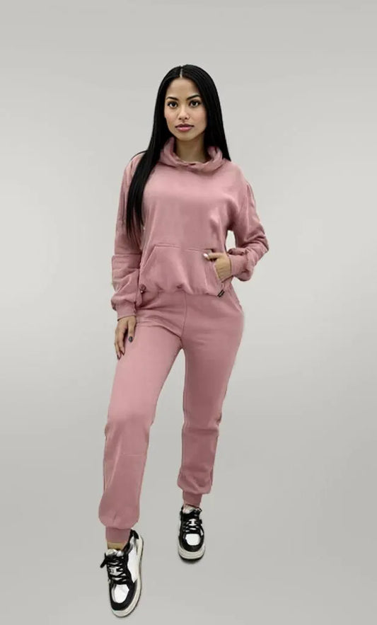 Long Sleeve Hoodie and Joggers Set Pink