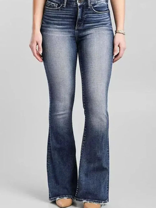 High-Rise Flare Gradient Wash Jeans Blue