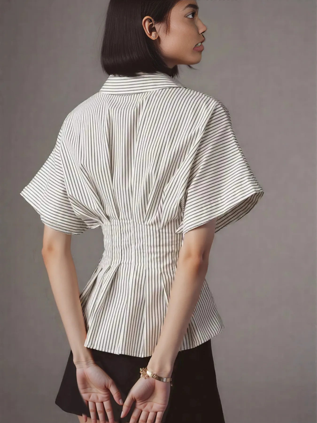 Striped Short Sleeve Button-Up Shirt