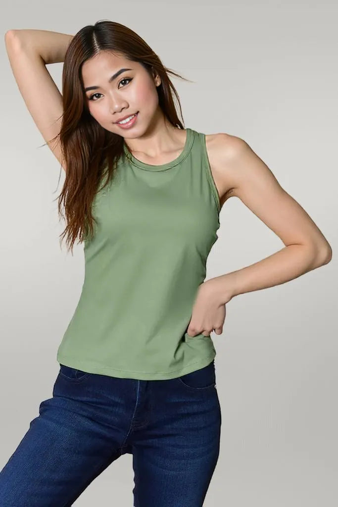 Basic Bae Full Size Round Neck Racerback Tank Light Green