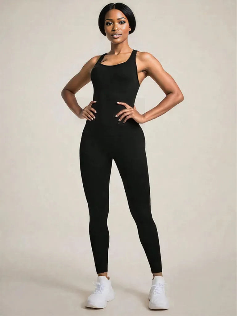 Crisscross Back Sleeveless Active Jumpsuit