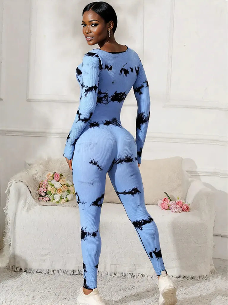 Scoop Neck Long Sleeve Active Jumpsuit