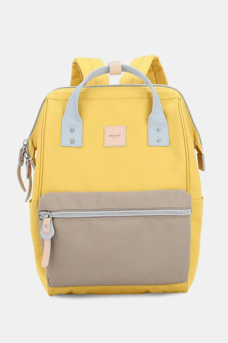 Himawari Water Resistant Canvas Backpack Bag with Side Pockets Lemon Khaki One Size