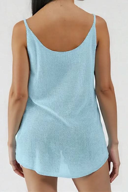 Scoop Neck Spaghetti Strap Knit Cami