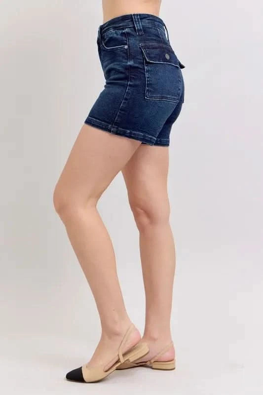 Judy Blue Full Size High Waist Back Flap Pocket Denim Shorts