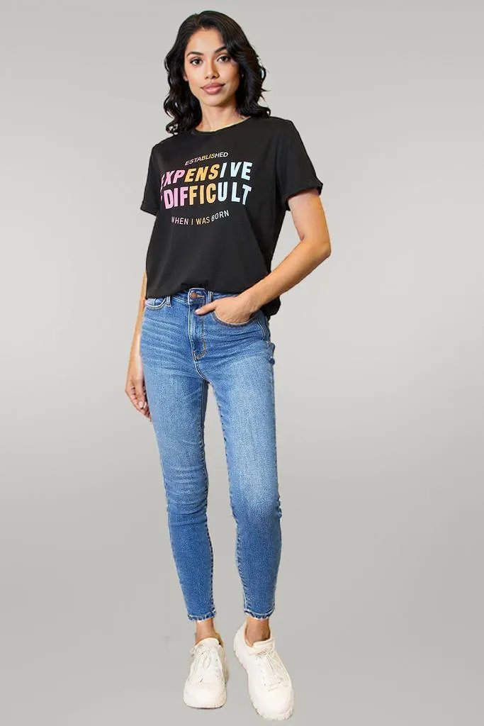 Simply Love Slogan Graphic Cuffed Sleeve T-Shirt
