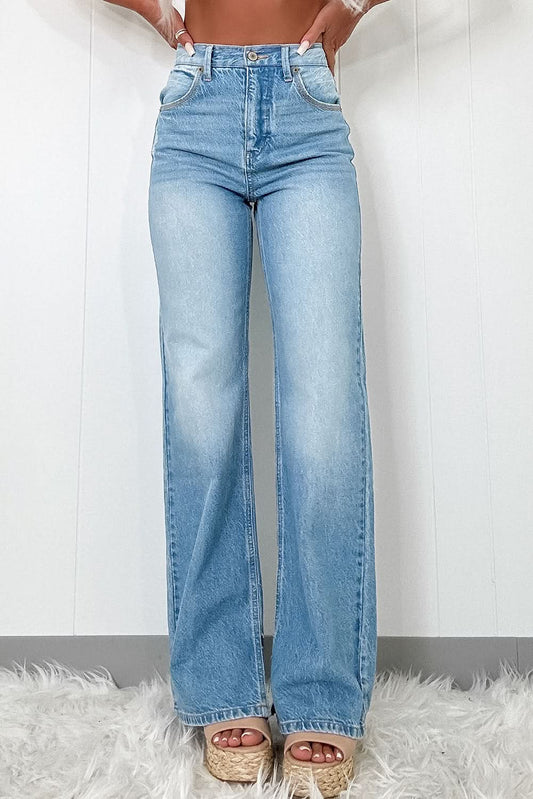 Myosotis High Rise Shift Slit Leg Straight Jeans Myosotis 75%Cotton+23%Polyester+2%Elastane
