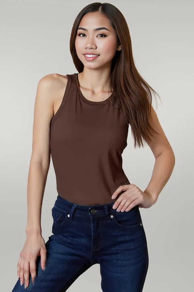 Basic Bae Full Size Round Neck Racerback Tank Chocolate