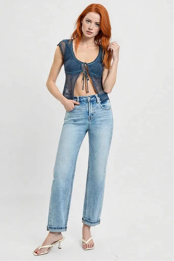 RISEN Full Size High Rise Ankle Boyfriend Distressed Jeans