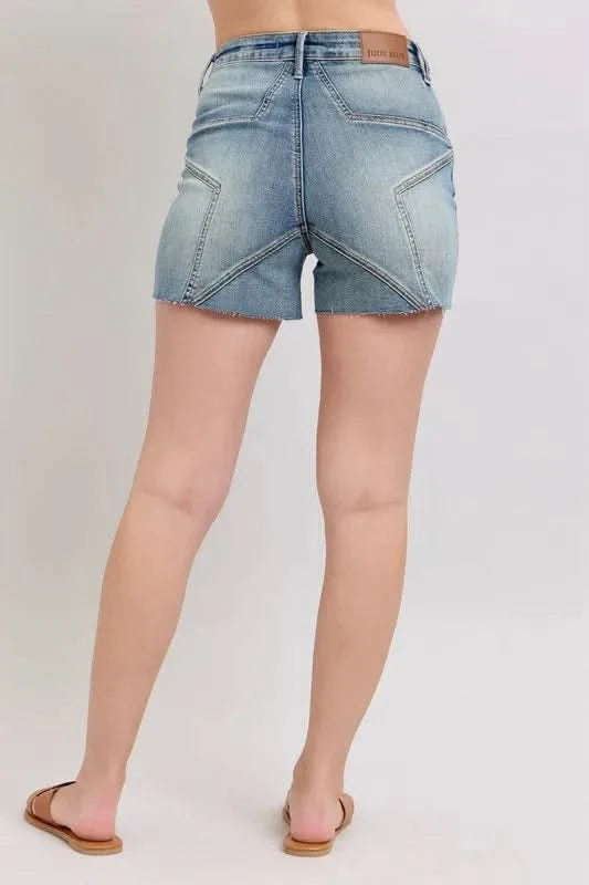 Judy Blue Full Size High Waist Star Seam Detail Denim Shorts