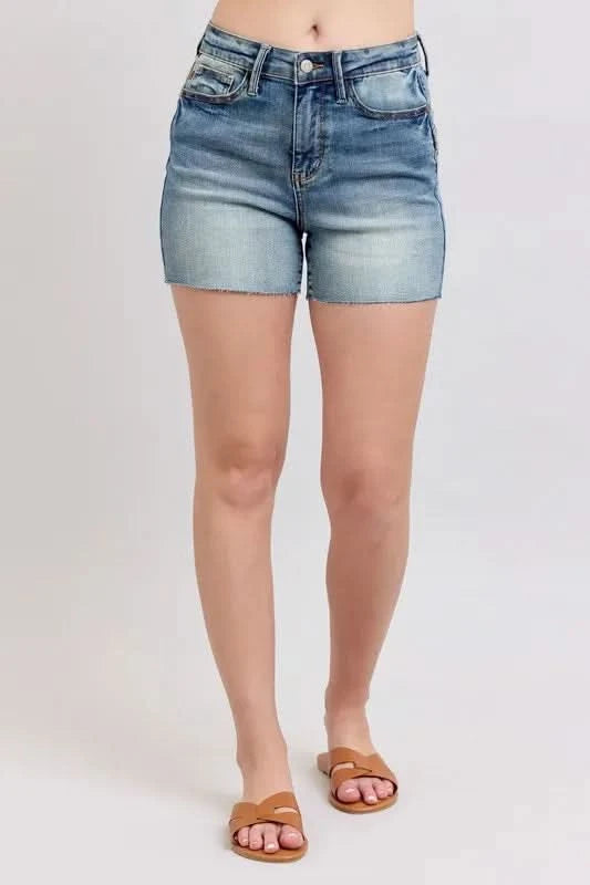 Judy Blue Full Size High Waist Star Seam Detail Denim Shorts MD
