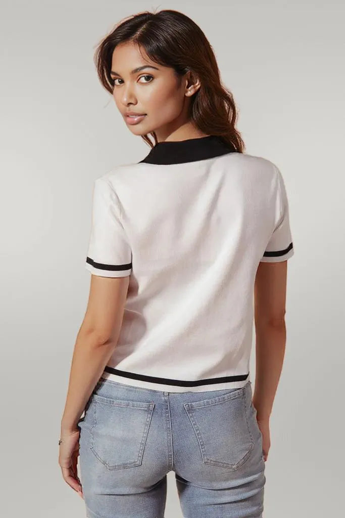 SO ME Button Down Knitted Sweater Shirt Top
