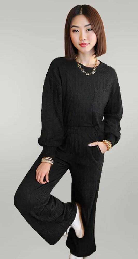 Round Neck Top and Pants Set