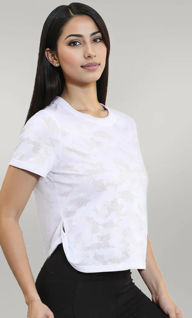 Ice Silk Mesh Round Neck Short Sleeve T-Shirt