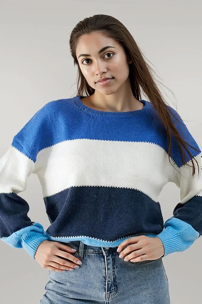 Color Block Dropped Shoulder Sweater