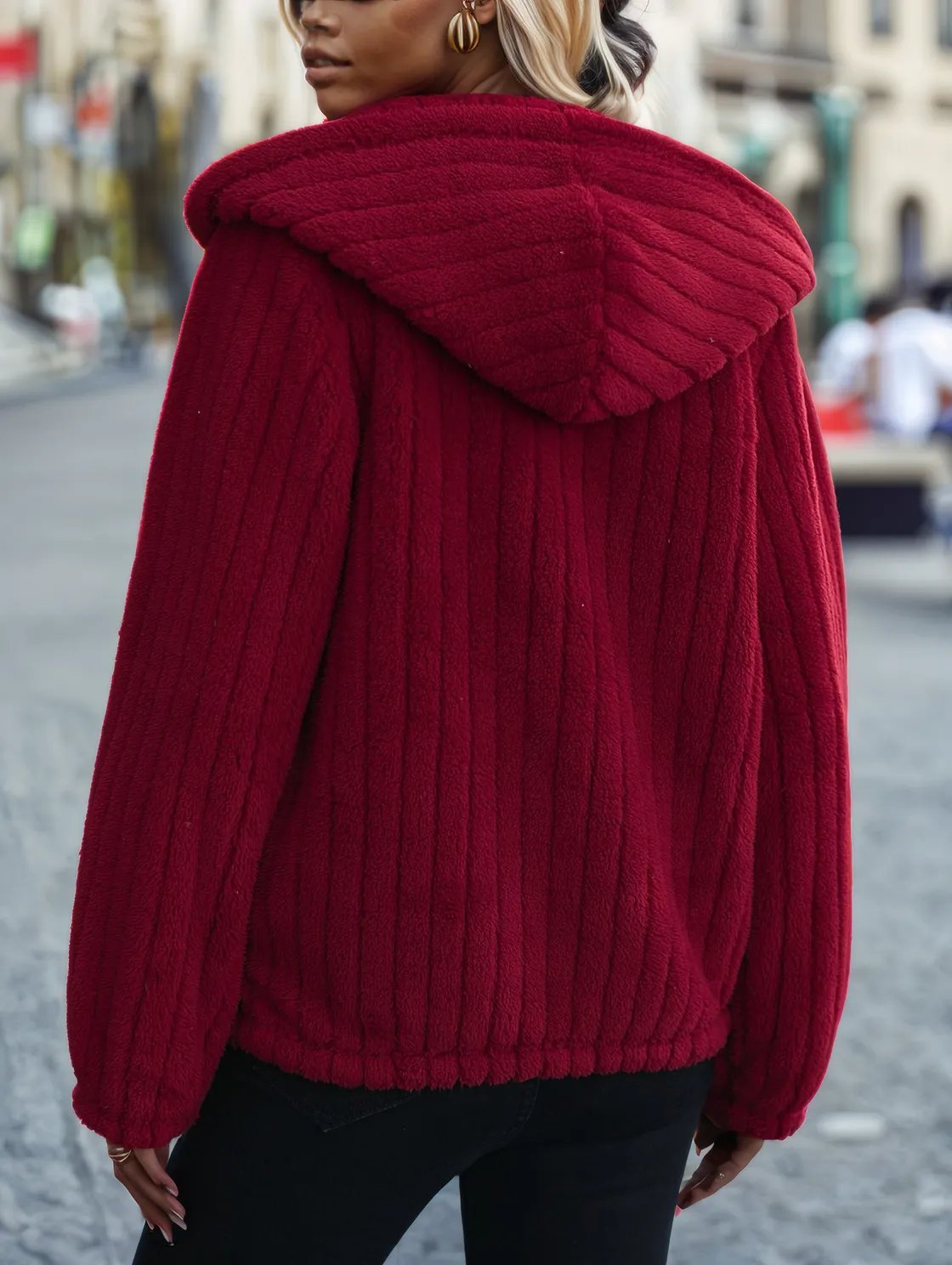 Zip-Up Hooded Jacket with Pockets