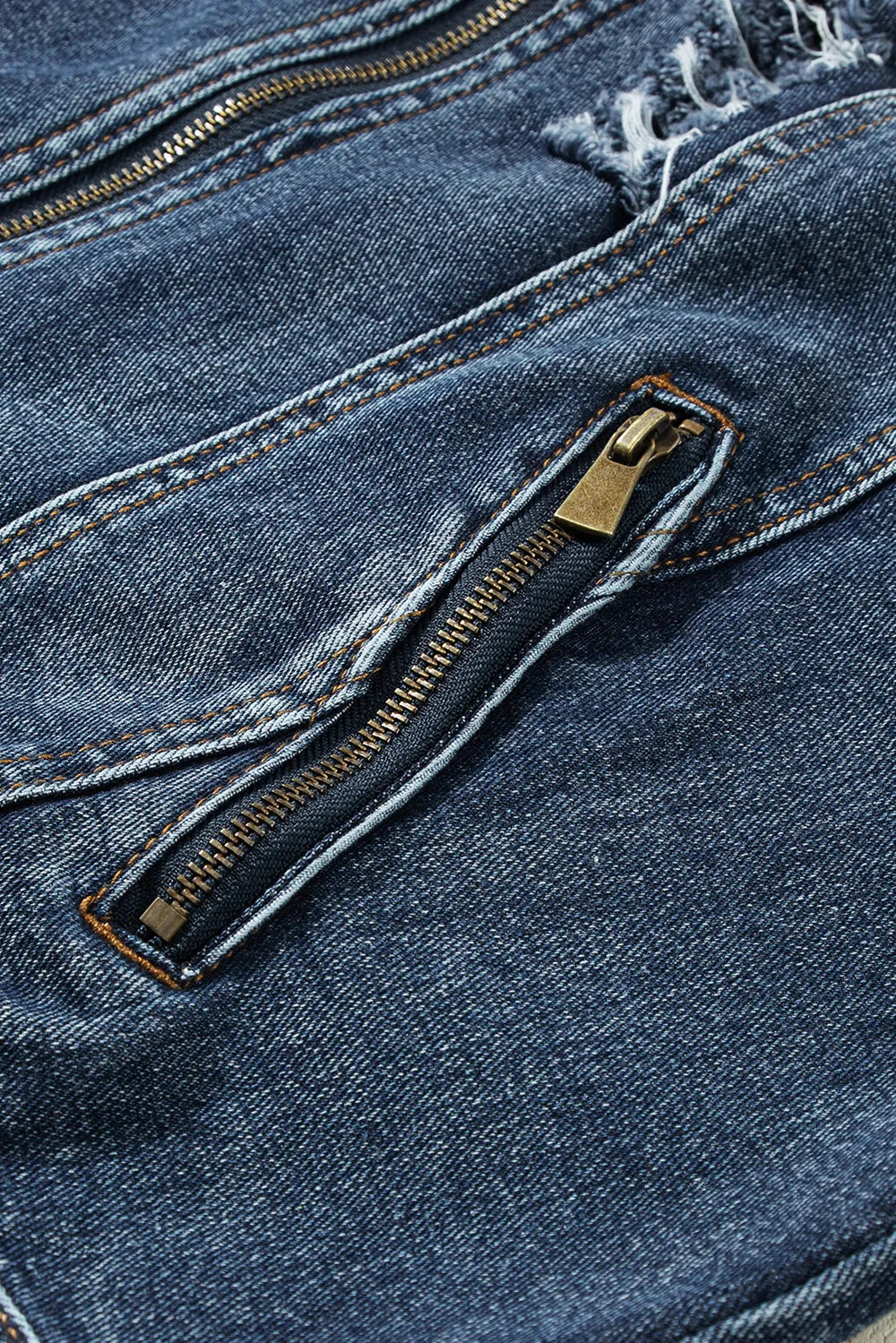 Two-Piece Hooded Zip-Up Denim Jacket