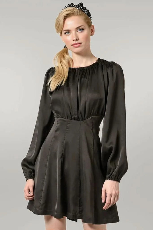 Mittoshop Satin Side Cutout Detail Mini Dress BLACK