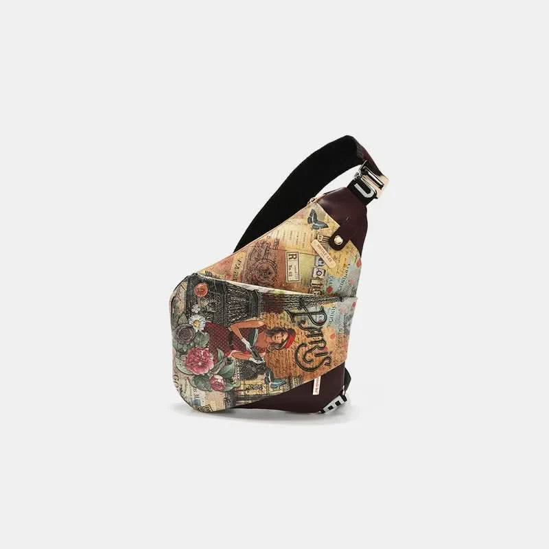 Nicole Lee USA Vegan Leather Leopard & Lip Pattern Crossbody Bag Paris Fashion Week One Size