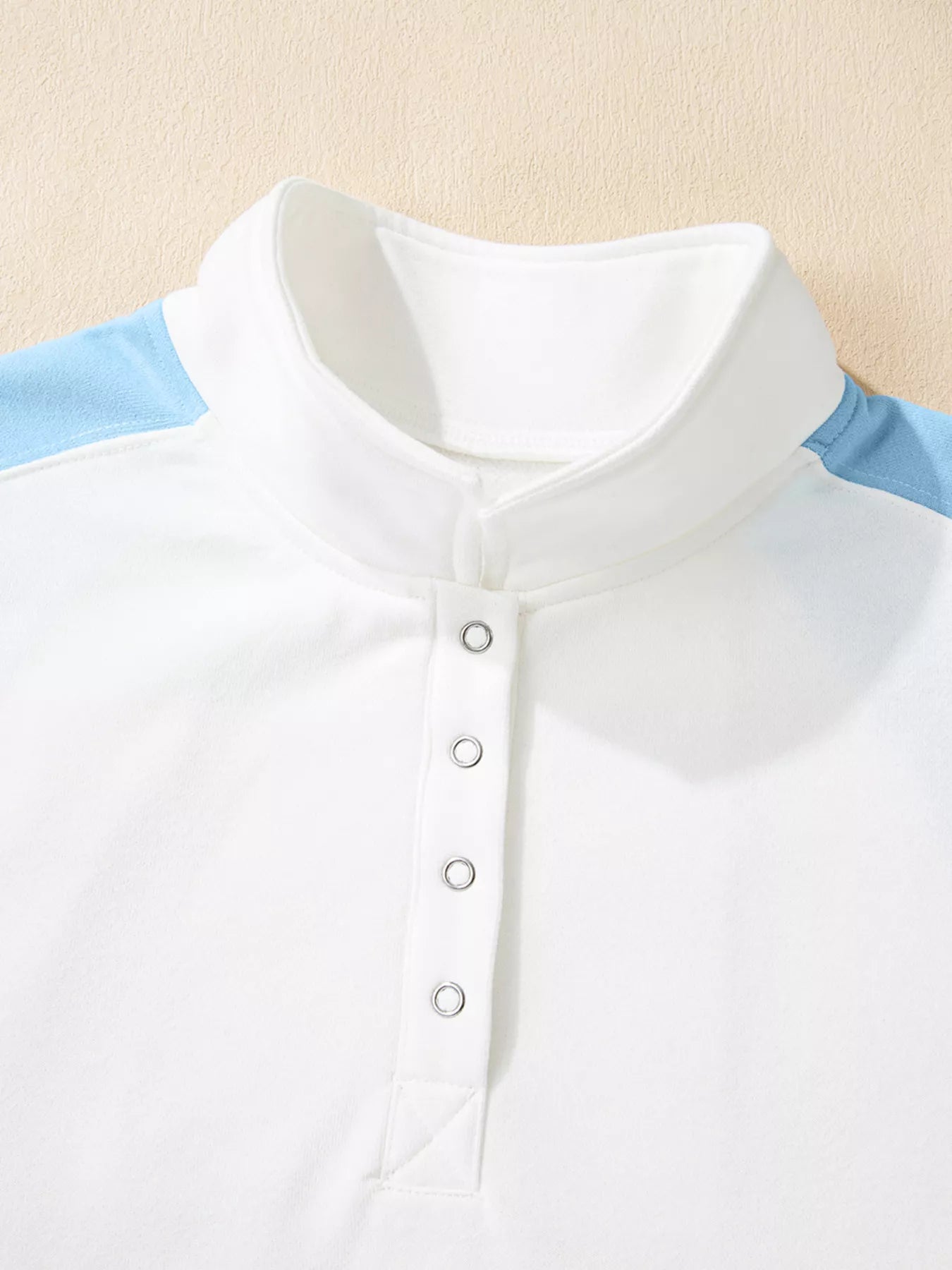 Color Block Snap Buttons Sweatshirt Pastel Blue
