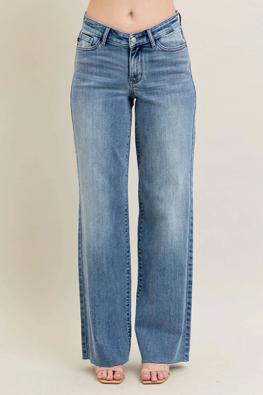 Judy Blue Full Size V - Front Baggy Jeans MD