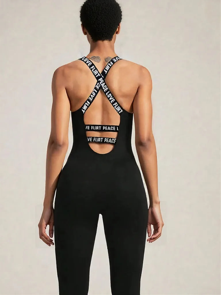 Crisscross Back Sleeveless Active Jumpsuit