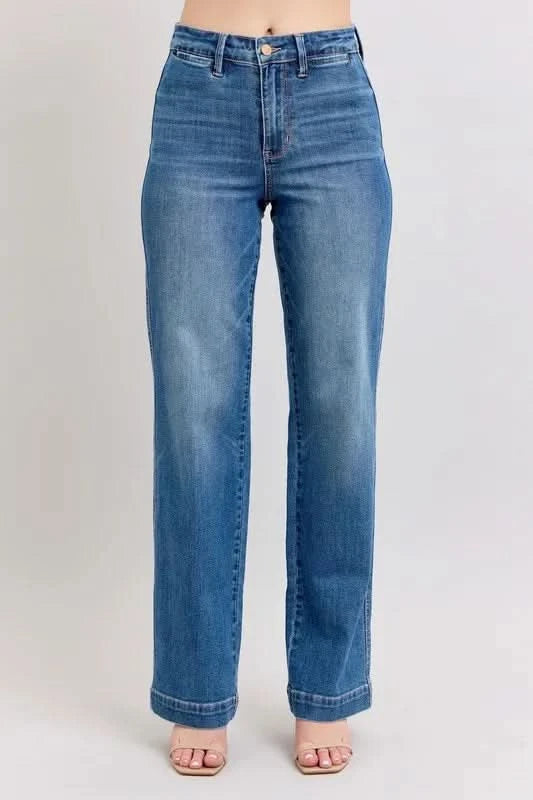 Judy Blue Full Size High Waist Contrast Thread Straight MD