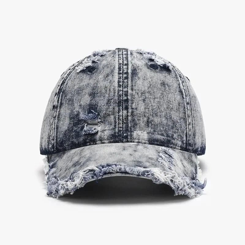 Distressed Cotton Adjustable Baseball Cap Medium One Size