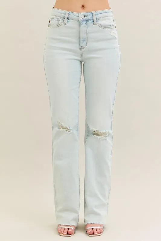 Judy Blue Full Size Destroy & Fray Hem Bootcut Jeans