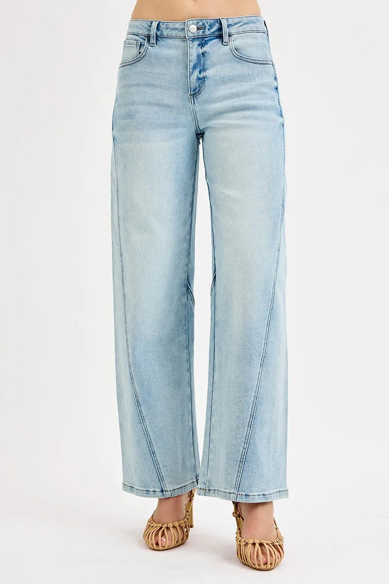 RISEN Full Size Mid Rise Fit Barrel Jeans