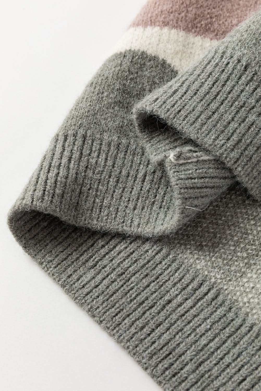 Rose Red Wave Striped Balloon Sleeve Drop Shoulder Sweater Rose Red 42%Acrylic+30%Polyester+28%Polyamide