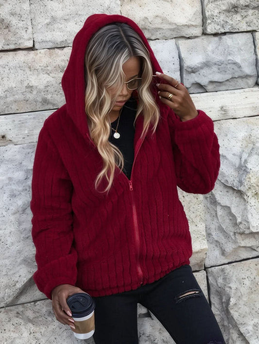 Zip-Up Hooded Jacket with Pockets