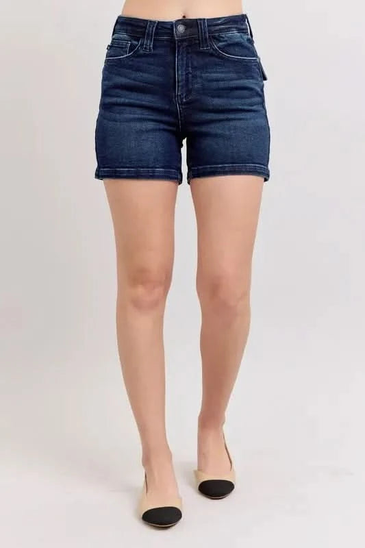 Judy Blue Full Size High Waist Back Flap Pocket Denim Shorts
