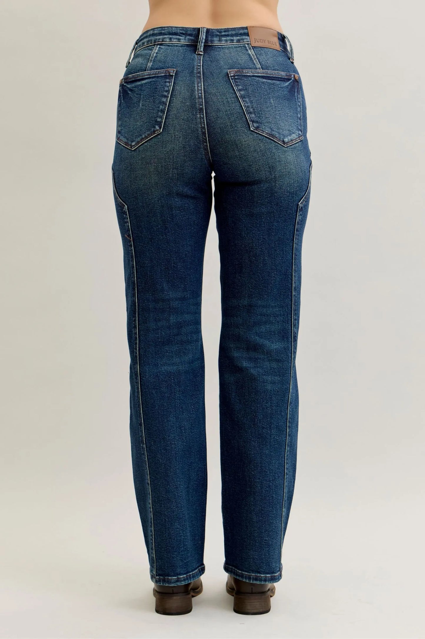 Judy Blue Full Size Seam Detail Straight Leg Jeans Dark