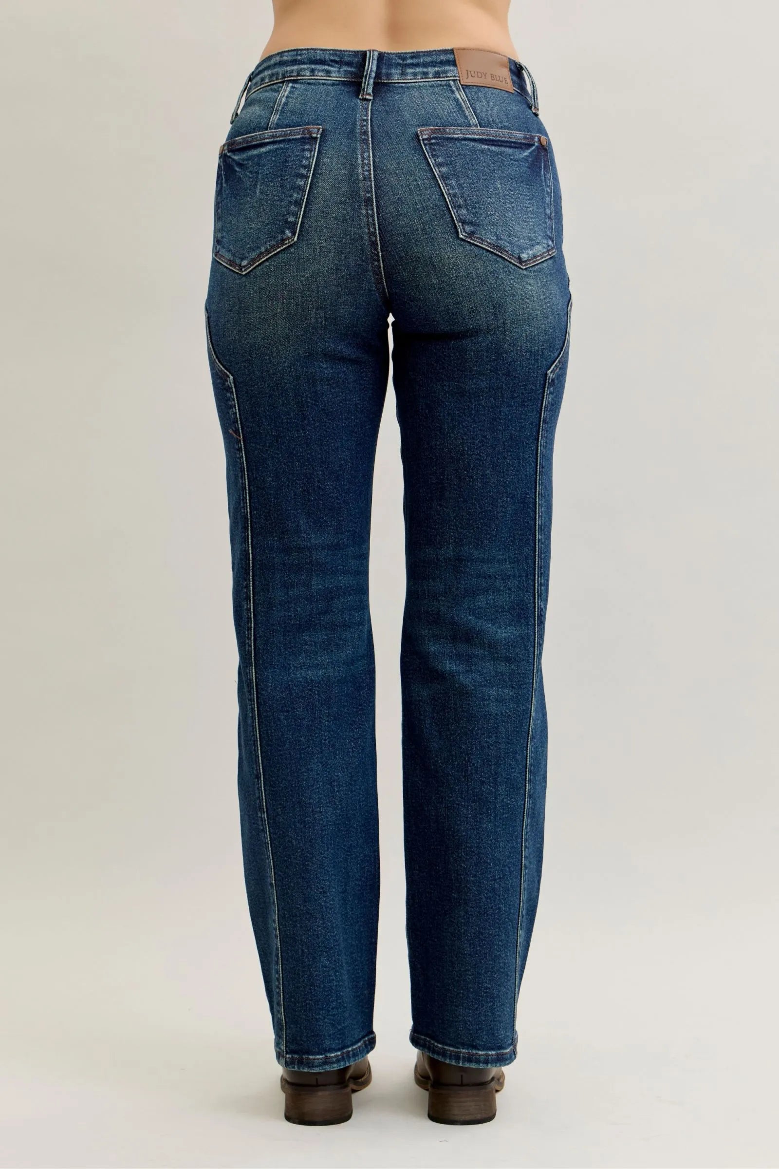 Judy Blue Full Size Seam Detail Straight Leg Jeans Dark