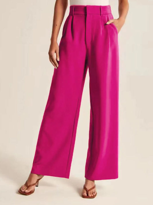 High Waist Wide Leg Pants Deep Rose