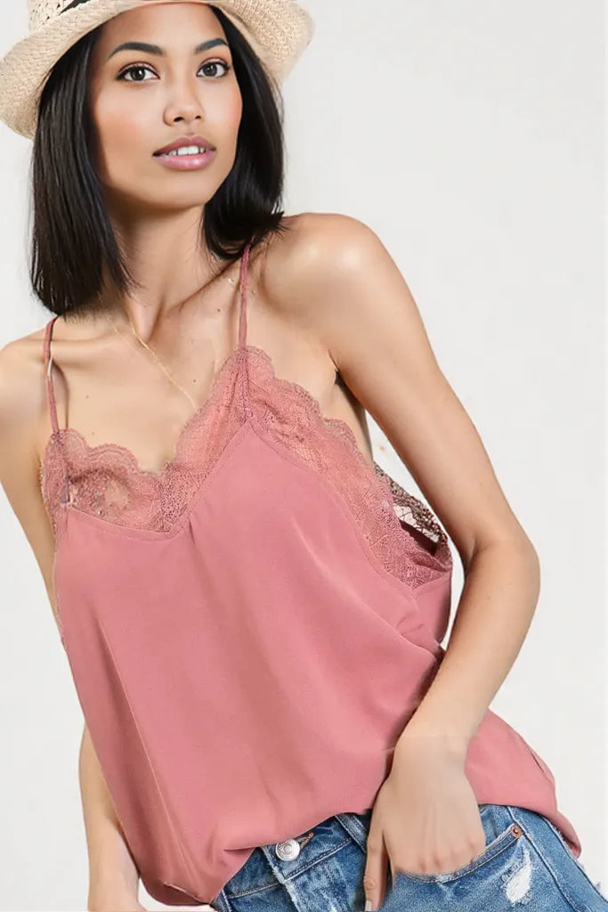BiBi Lace Cami Solid Tank Top