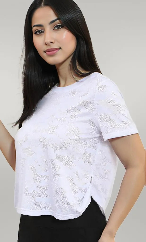 Ice Silk Mesh Round Neck Short Sleeve T-Shirt