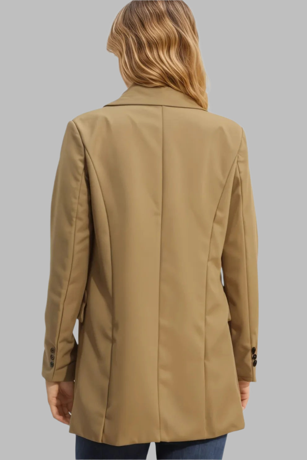 Lapel Neck Long Sleeve Blazer with Pockets