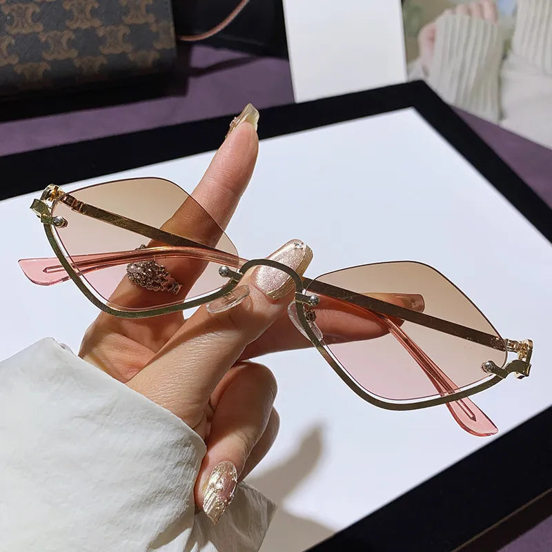 Cat Eye Sunglasses with Gold Metal Frame styleC One Size