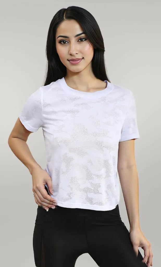Ice Silk Mesh Round Neck Short Sleeve T-Shirt