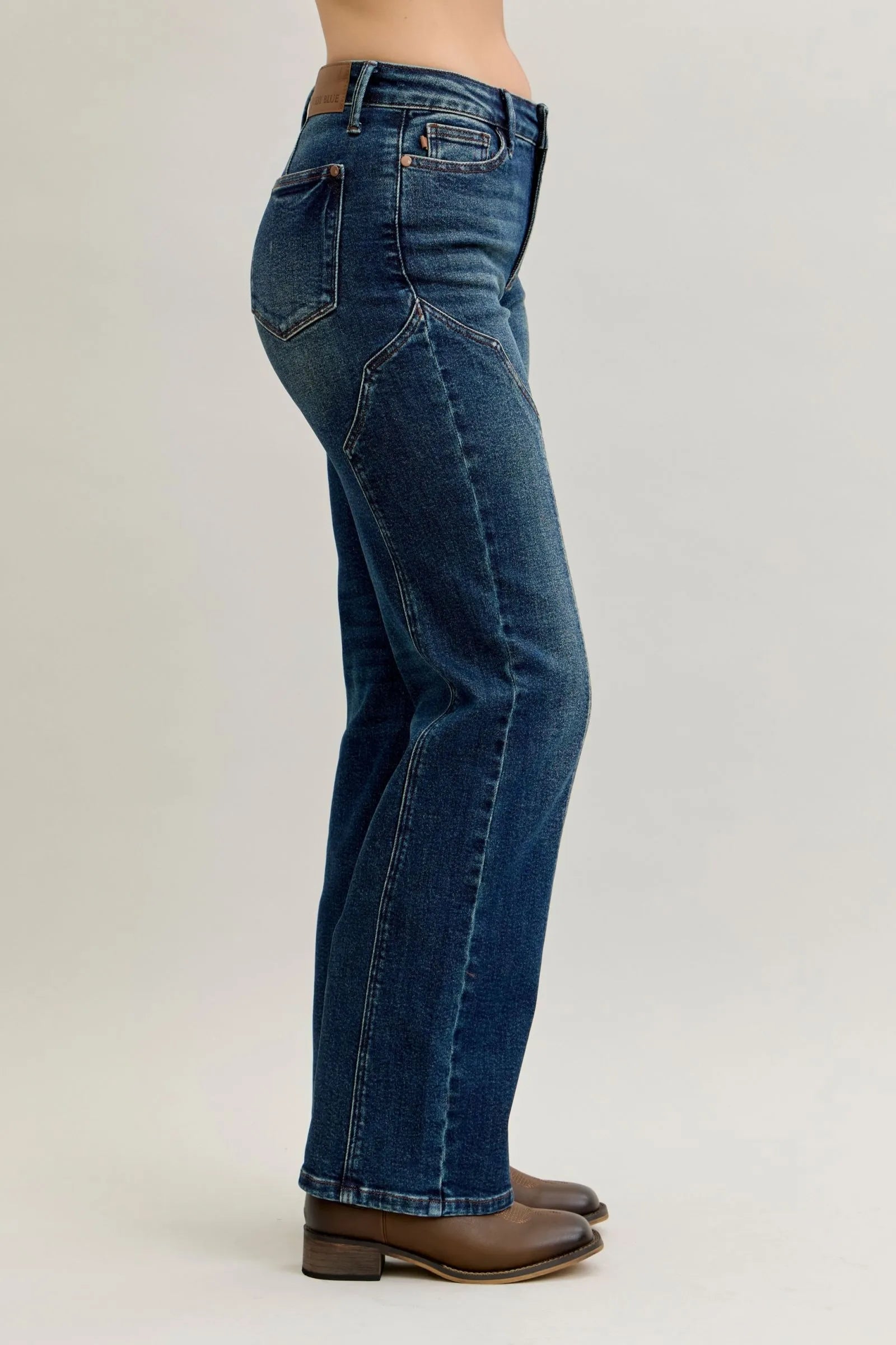 Judy Blue Full Size Seam Detail Straight Leg Jeans Dark