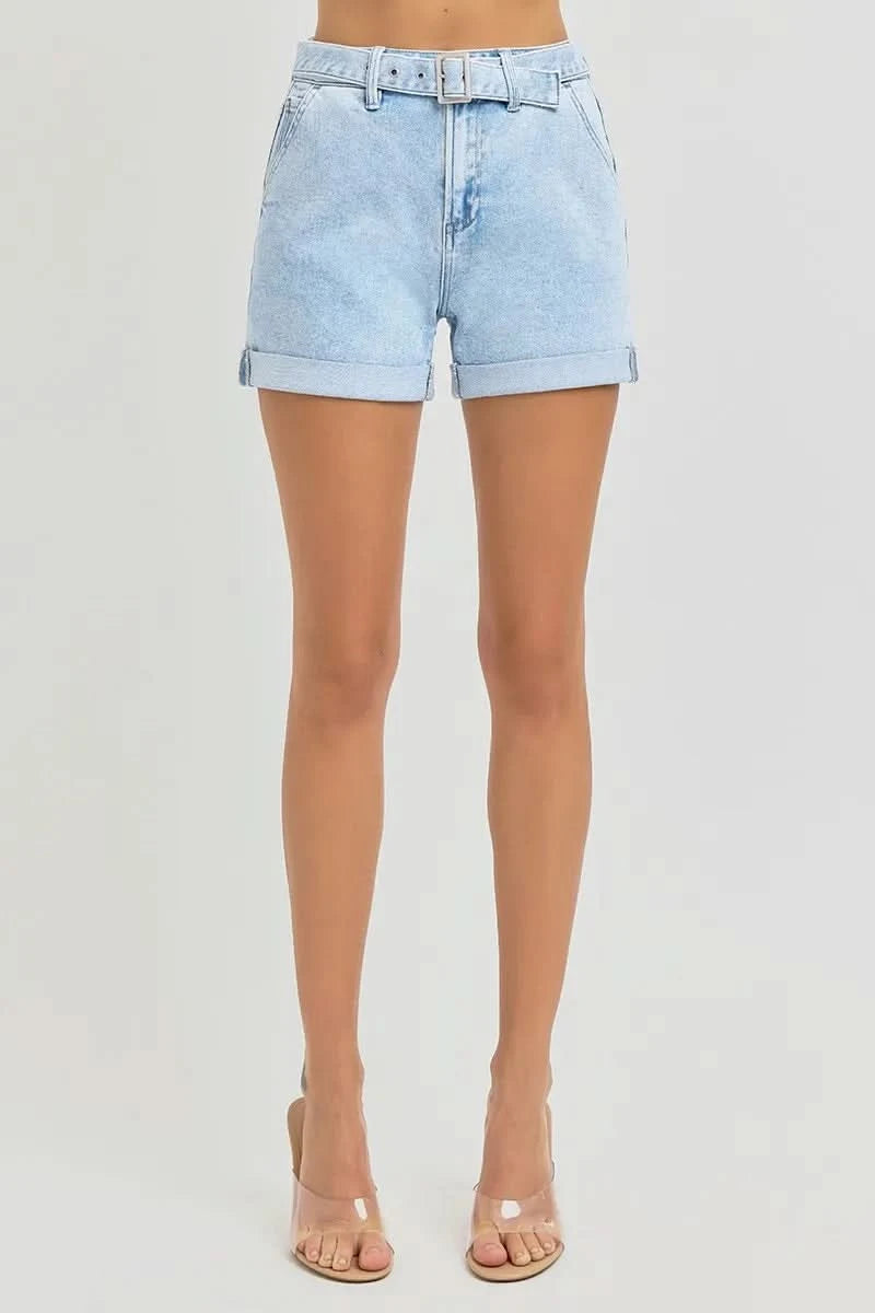 RISEN Full Size High Rise Belted Roll Up Shorts