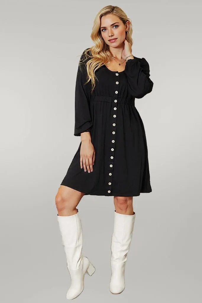 Double Take Scoop Neck Empire Waist Long Sleeve Magic Dress