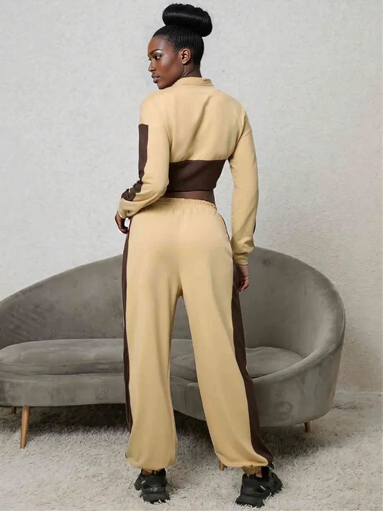 Contrast Sweatshirt and Sweatpants Set