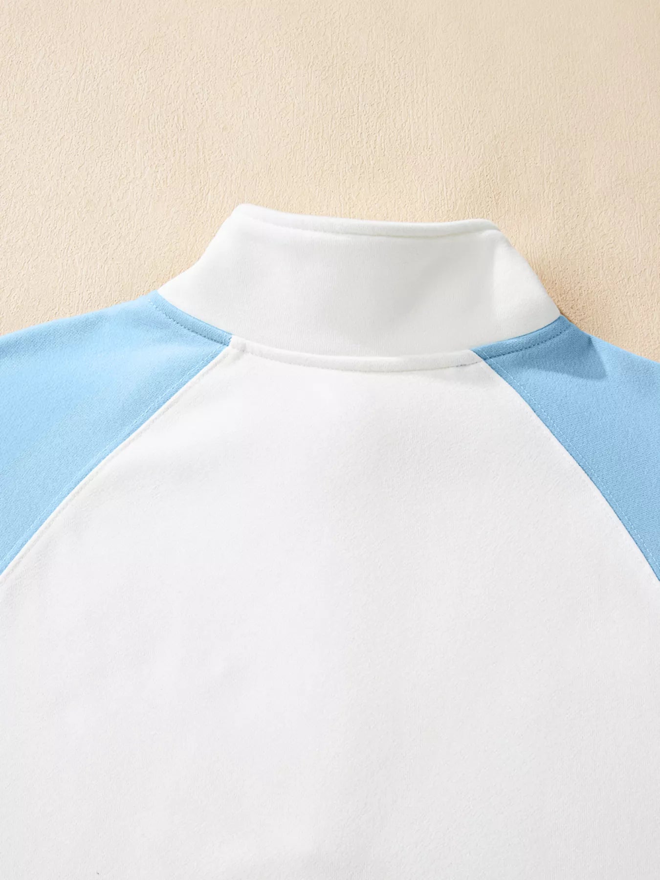 Color Block Snap Buttons Sweatshirt Pastel Blue