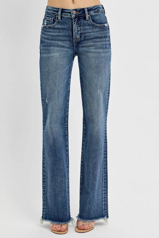 RISEN Full Size Tummy Control High Rise Long Straight Jeans
